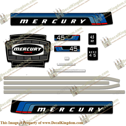 Mercury 1976 4.5HP Outboard Engine Decals