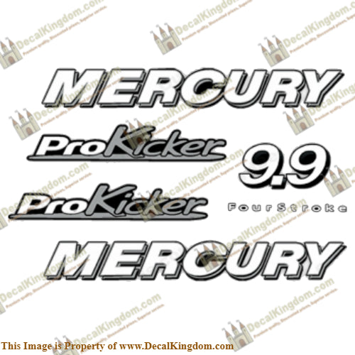 Mercury 9.9 Pro Kicker Decals Silver