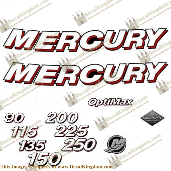 Mercury 90-250hp "Optimax" Decals - 2006 - Boat Decals from DecalKingdom Mercury 90-250hp "Optimax" Decals - 2006 outboard decal Mercury 90-250hp "Optimax" Decals - 2006 vintage decals
