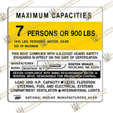 Boston Whaler Capacity Plate Decals Boat Maximum Occupancy Multiple Variations