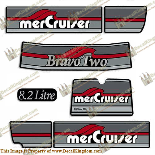 Mercruiser 1986-1998 Bravo Two 8.2 Liter Decals - Boat Decals from DecalKingdom Mercruiser 1986-1998 Bravo Two 8.2 Liter Decals outboard decal Mercruiser 1986-1998 Bravo Two 8.2 Liter Decals vintage decals