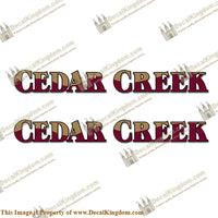 Cedar Creek RV Decals (Set of 2) - Burgundy/Tan