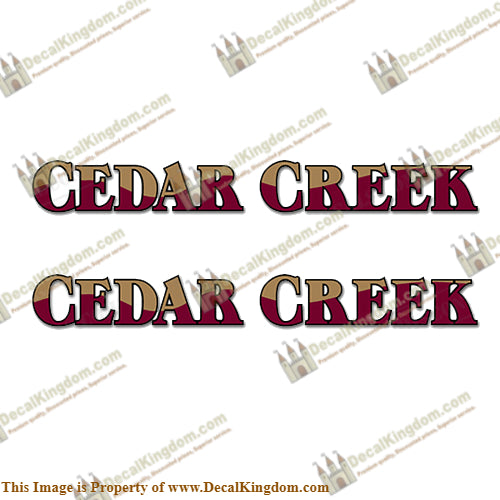 Cedar Creek RV Decals (Set of 2) - Burgundy/Tan