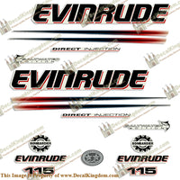 Evinrude 115hp Bombardier Decal Kit - 2002 - 2006 - Boat Decals from DecalKingdomoutboard decal Evinrude 115hp Bombardier Decal Kit - 2002 - 2006 vintage decals. Outboard engine graphics.