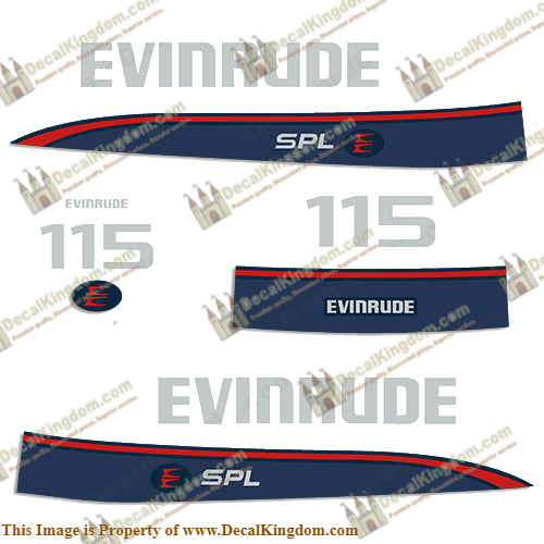 Evinrude 115hp Decal Kit - 1997-1998 - Boat Decals from DecalKingdomoutboard decal Evinrude 115hp Decal Kit - 1997-1998 vintage decals. Outboard engine graphics.