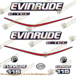 Evinrude 115hp E-Tec Decal Kit - Blue Cowl - Boat Decals from DecalKingdomoutboard decal Evinrude 115hp E-Tec Decal Kit - Blue Cowl vintage decals. Outboard engine graphics.