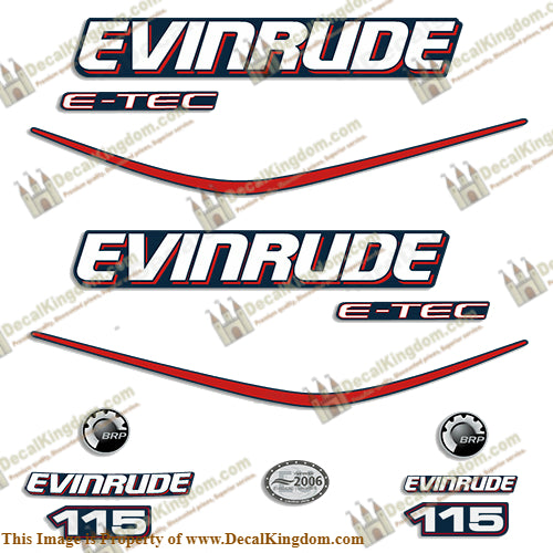 Evinrude 115hp E-Tec Decal Kit - Blue Cowl - Boat Decals from DecalKingdomoutboard decal Evinrude 115hp E-Tec Decal Kit - Blue Cowl vintage decals. Outboard engine graphics.