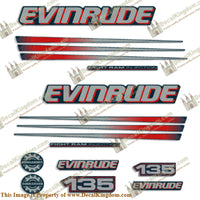 Evinrude 135hp Bombardier Decal Kit - Blue Cowl - Boat Decals from DecalKingdomoutboard decal Evinrude 135hp Bombardier Decal Kit - Blue Cowl vintage decals. Outboard engine graphics.