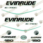 Evinrude 150hp E-Tec Decal Kit - Sea Foam Green - Boat Decals from DecalKingdomoutboard decal Evinrude 150hp E-Tec Decal Kit - Sea Foam Green vintage decals. Outboard engine graphics.