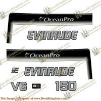 Evinrude 150hp Ocean Pro Decals - Custom Silver/Black - Boat Decals from DecalKingdomoutboard decal Evinrude 150hp Ocean Pro Decals - Custom Silver/Black vintage decals. Outboard engine graphics.