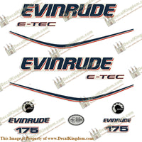 Evinrude 175hp E-Tec Decal Kit - Boat Decals from DecalKingdomoutboard decal Evinrude 175hp E-Tec Decal Kit vintage decals. Outboard engine graphics.