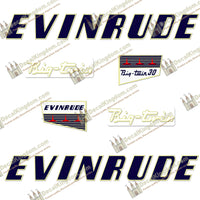 Evinrude 1956 30hp Decal Kit - Boat Decals from DecalKingdomoutboard decal Evinrude 1956 30hp Decal Kit vintage decals. Outboard engine graphics.