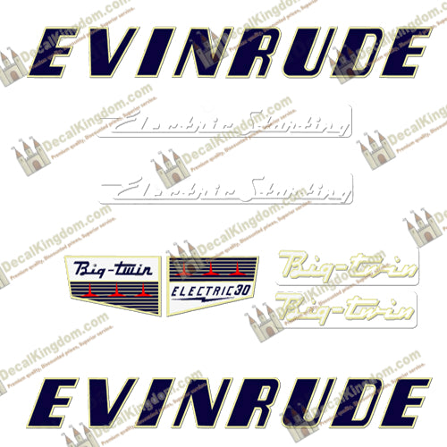 Evinrude 1956 30hp Electric Decal Kit - Boat Decals from DecalKingdomoutboard decal Evinrude 1956 30hp Electric Decal Kit vintage decals. Outboard engine graphics.