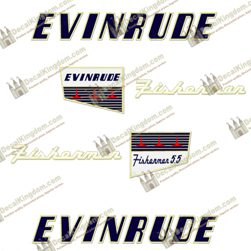 Evinrude 1956 5.5hp Decals - Boat Decals from DecalKingdomoutboard decal Evinrude 1956 5.5hp Decals vintage decals. Outboard engine graphics.