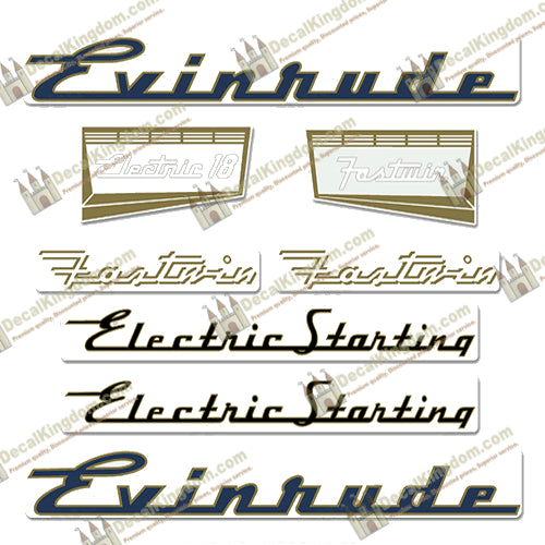 Evinrude 1957 18hp Electric Decal Kit - Boat Decals from DecalKingdomoutboard decal Evinrude 1957 18hp Electric Decal Kit vintage decals. Outboard engine graphics.