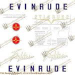 Evinrude 1958 3hp Decal Kit - Boat Decals from DecalKingdomoutboard decal Evinrude 1958 3hp Decal Kit vintage decals. Outboard engine graphics.