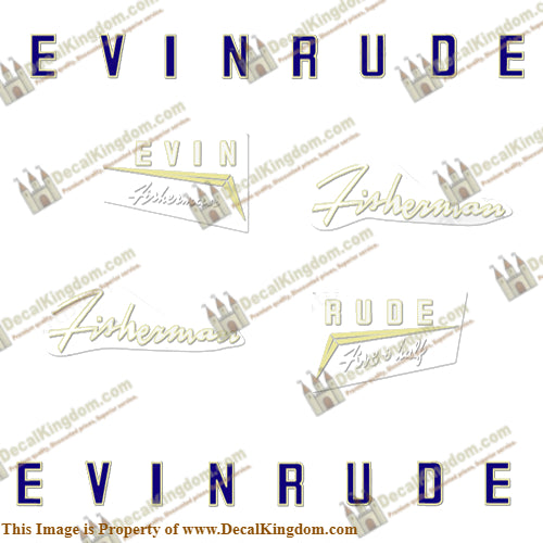 Evinrude 1958 5.5hp Decal Kit - Boat Decals from DecalKingdomoutboard decal Evinrude 1958 5.5hp Decal Kit vintage decals. Outboard engine graphics.