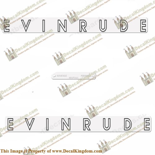 Evinrude 1962 40hp Decal Kit - Boat Decals from DecalKingdomoutboard decal Evinrude 1962 40hp Decal Kit vintage decals. Outboard engine graphics.