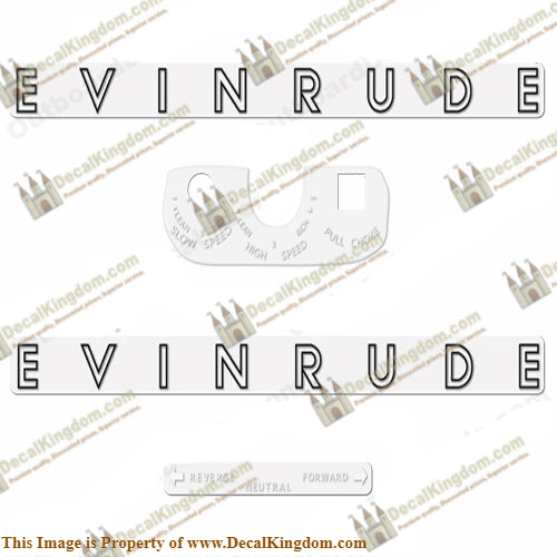 Evinrude 1962 5.5hp Decal Kit - Boat Decals from DecalKingdomoutboard decal Evinrude 1962 5.5hp Decal Kit vintage decals. Outboard engine graphics.