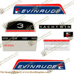 Evinrude 1966 3hp Yachtwin Decal Kit - Boat Decals from DecalKingdomoutboard decal Evinrude 1966 3hp Yachtwin Decal Kit vintage decals. Outboard engine graphics.