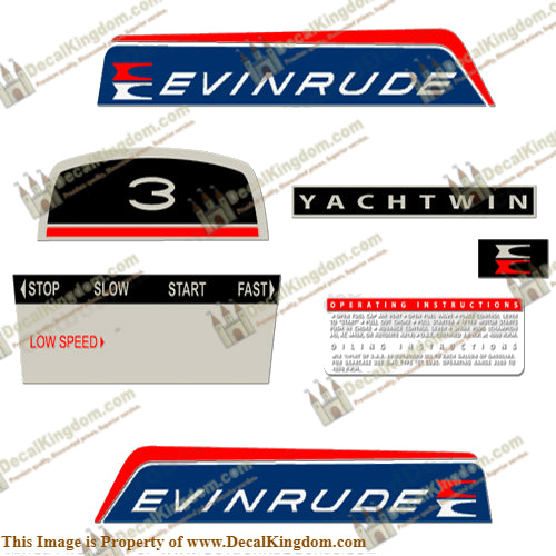 Evinrude 1966 3hp Yachtwin Decal Kit