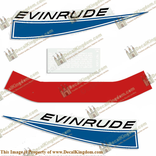 Evinrude 1968 9.5hp Decal Kit - Boat Decals from DecalKingdomoutboard decal Evinrude 1968 9.5hp Decal Kit vintage decals. Outboard engine graphics.