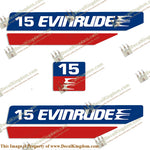 Evinrude 1970's 15hp Decal Kit - Boat Decals from DecalKingdomoutboard decal Evinrude 1970's 15hp Decal Kit vintage decals. Outboard engine graphics.