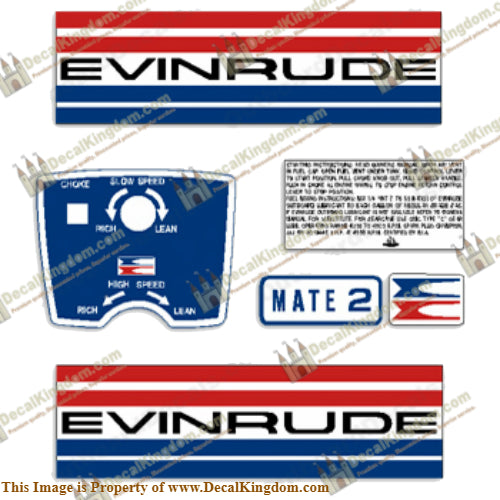 Evinrude 1973 2hp Decal Kit - Boat Decals from DecalKingdomoutboard decal Evinrude 1973 2hp Decal Kit vintage decals. Outboard engine graphics.