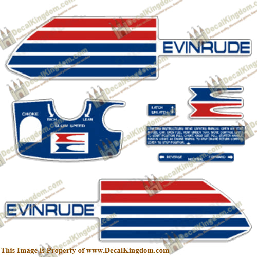 Evinrude 1973 6hp Decal Kit - Boat Decals from DecalKingdomoutboard decal Evinrude 1973 6hp Decal Kit vintage decals. Outboard engine graphics.
