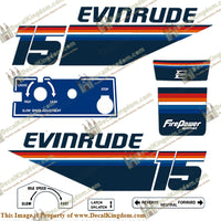 Evinrude 1978 15hp Decal Kit - Boat Decals from DecalKingdomoutboard decal Evinrude 1978 15hp Decal Kit vintage decals. Outboard engine graphics.