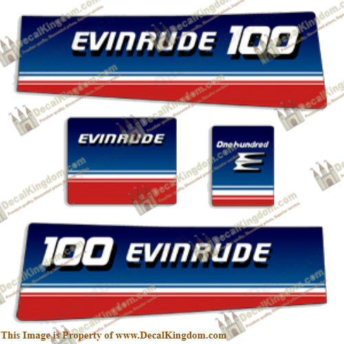 Evinrude 1980 100hp Decal Kit - Boat Decals from DecalKingdomoutboard decal Evinrude 1980 100hp Decal Kit vintage decals. Outboard engine graphics.