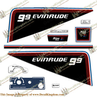 Evinrude 1981 9.9hp Decal Kit - Boat Decals from DecalKingdomoutboard decal Evinrude 1981 9.9hp Decal Kit vintage decals. Outboard engine graphics.