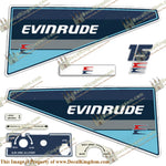 Evinrude 1985 15hp Decal Kit - Boat Decals from DecalKingdomoutboard decal Evinrude 1985 15hp Decal Kit vintage decals. Outboard engine graphics.