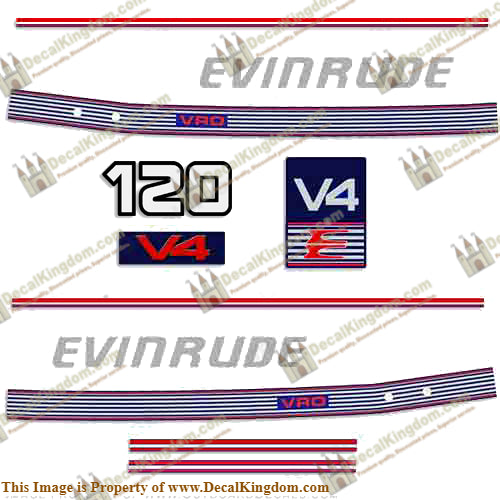 Evinrude 1989 - 1991 120hp Decal Kit - Boat Decals from DecalKingdomoutboard decal Evinrude 1989 - 1991 120hp Decal Kit vintage decals. Outboard engine graphics.