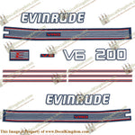 Evinrude 1989 200hp V6 Decal Kit - Boat Decals from DecalKingdomoutboard decal Evinrude 1989 200hp V6 Decal Kit vintage decals. Outboard engine graphics.
