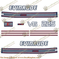 Evinrude 1989 225hp V6 Decal Kit - Boat Decals from DecalKingdomoutboard decal Evinrude 1989 225hp V6 Decal Kit vintage decals. Outboard engine graphics.