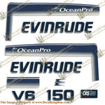 Evinrude 1993 - 1997 150hp OceanPro Decals - Boat Decals from DecalKingdomoutboard decal Evinrude 1993 - 1997 150hp OceanPro Decals vintage decals. Outboard engine graphics.
