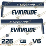 Evinrude 1993 - 1997 225hp OceanPro Decals - Boat Decals from DecalKingdomoutboard decal Evinrude 1993 - 1997 225hp OceanPro Decals vintage decals. Outboard engine graphics.