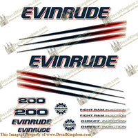 Evinrude 200hp Bombardier Decal Kit - 2002 - 2006 - Boat Decals from DecalKingdomoutboard decal Evinrude 200hp Bombardier Decal Kit - 2002 - 2006 vintage decals. Outboard engine graphics.