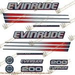 Evinrude 200hp Bombardier Decal Kit - Blue Cowl - Boat Decals from DecalKingdomoutboard decal Evinrude 200hp Bombardier Decal Kit - Blue Cowl vintage decals. Outboard engine graphics.
