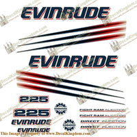 Evinrude 225hp Bombardier Decals 2002 - 2006 - Boat Decals from DecalKingdomoutboard decal Evinrude 225hp Bombardier Decals 2002 - 2006 vintage decals. Outboard engine graphics.