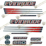 Evinrude 250hp Bombardier Decal Kit - Blue Cowl - Boat Decals from DecalKingdomoutboard decal Evinrude 250hp Bombardier Decal Kit - Blue Cowl vintage decals. Outboard engine graphics.