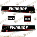 Evinrude 50hp Decal Kit - 1993 - Boat Decals from DecalKingdomoutboard decal Evinrude 50hp Decal Kit - 1993 vintage decals. Outboard engine graphics.