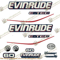 Evinrude 60hp E-Tec Decal Kit - Blue Cowl - Boat Decals from DecalKingdomoutboard decal Evinrude 60hp E-Tec Decal Kit - Blue Cowl vintage decals. Outboard engine graphics.