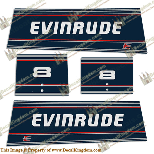 Evinrude 8hp Decal Kit - 1993 - Boat Decals from DecalKingdomoutboard decal Evinrude 8hp Decal Kit - 1993 vintage decals. Outboard engine graphics.