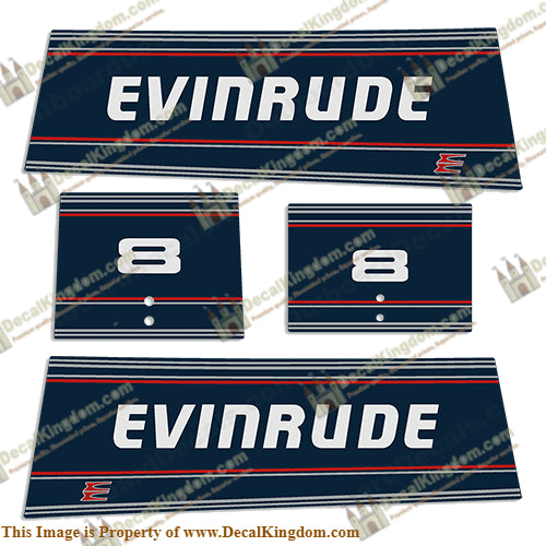 Evinrude 8hp Decal Kit - 1994 - Boat Decals from DecalKingdomoutboard decal Evinrude 8hp Decal Kit - 1994 vintage decals. Outboard engine graphics.