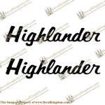 Highlander Boat Trailer Decals (Set of 2) - Any Color! - Boat Decals from DecalKingdomoutboard decal Highlander Boat Trailer Decals (Set of 2) - Any Color! vintage decals. Outboard engine graphics.