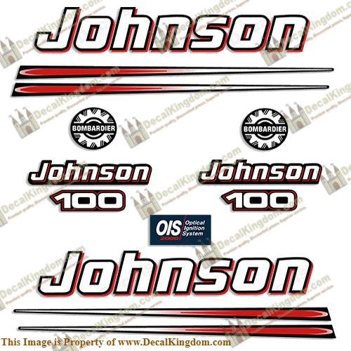 Johnson 100hp 2004 Decals - Boat Decals from DecalKingdomoutboard decal Johnson 100hp 2004 Decals vintage decals. Outboard engine graphics.
