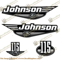 Johnson 115hp Decals 1999 - 2001 (Black) - Boat Decals from DecalKingdomoutboard decal Johnson 115hp Decals 1999 - 2001 (Black) vintage decals. Outboard engine graphics.