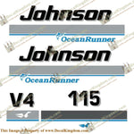 Johnson 115hp Ocean Runner Decals - Boat Decals from DecalKingdomoutboard decal Johnson 115hp Ocean Runner Decals vintage decals. Outboard engine graphics.